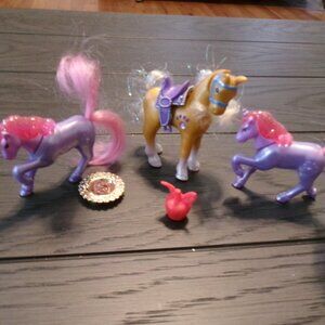 VTG 1995 TONKA & KENNER 3Pony Horse LOT Glitter Pony 90s TOYS W. EXTRAS